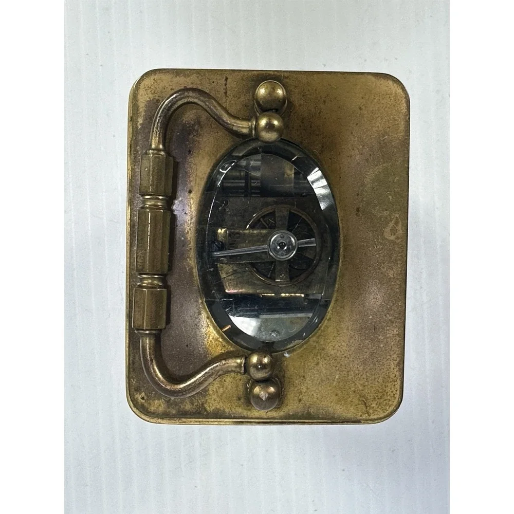 Antique French Carriage Alarm Clock Box Key H&H France Beveled NOT WORKING